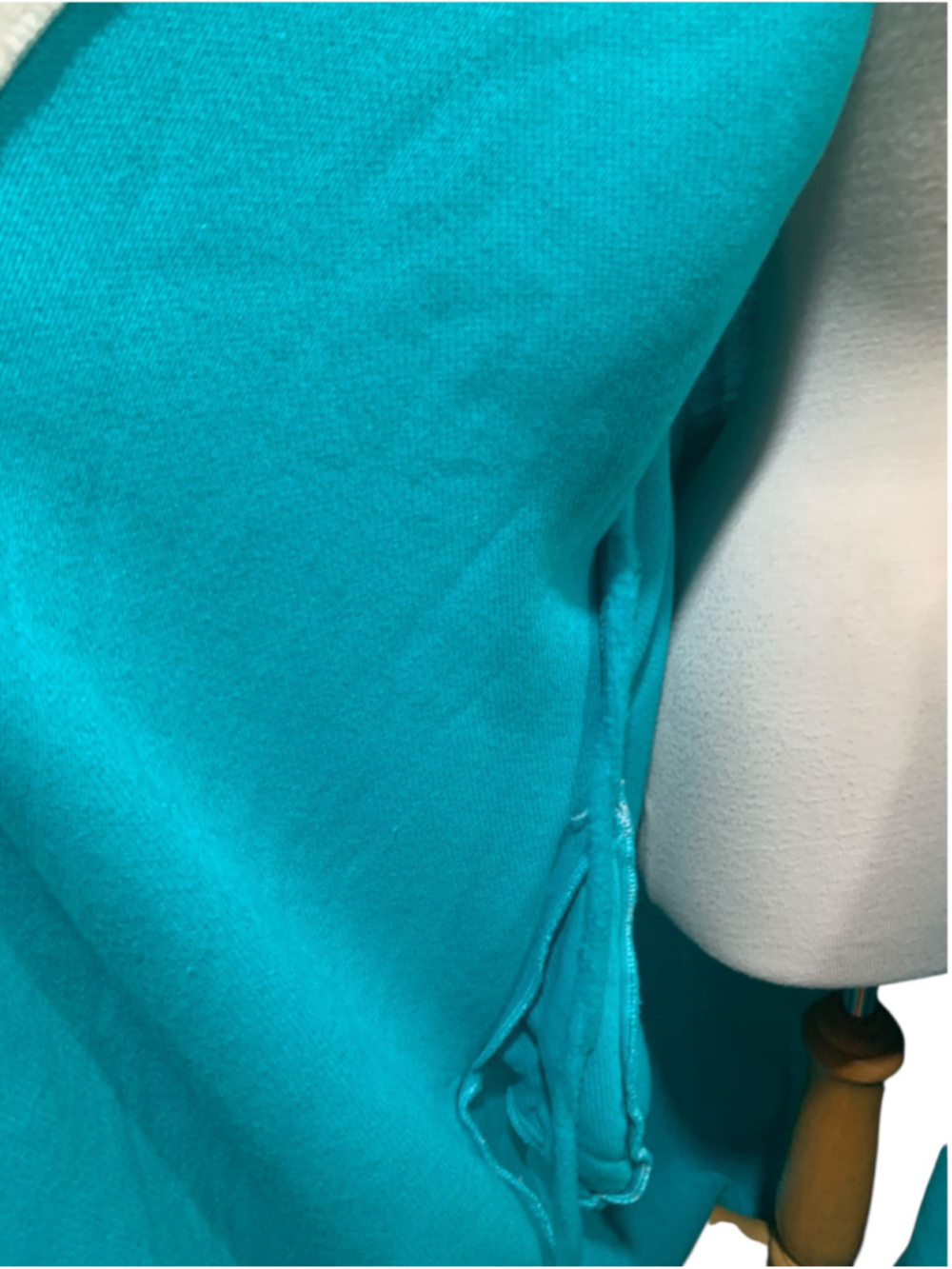 Vtg Women's Lara Dee house Robe Teal White Cozy Plush Bathrobe size L - Picture 5 of 8